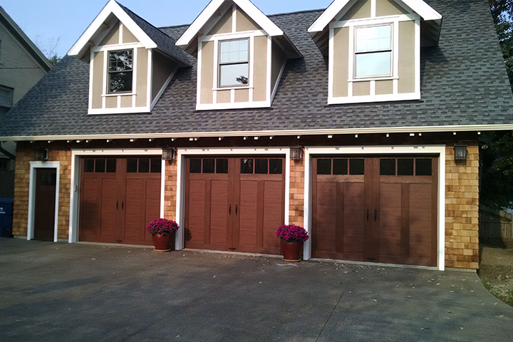 complementary entry door and garage door